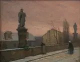 Jakub Schikaneder, On the Charles Bridge, 1910–1915, oil on cardboard
