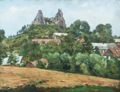 Troskovice by František Kaván, kolem roku 1937, olej na lepence, sold May 2018