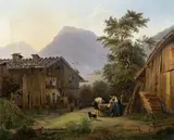 Bedřich Havránek, At the well, 40. léta 19. století, oil on canvas