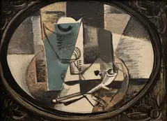 Emil Filla, Still life with card and pipe, 1914, oil on wood
