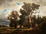 Alois Kirnig, Duby v oboře, 1877, olej na plátně