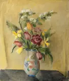 Květiny v malovaném džbánku by Otakar Kubín, 50.léta, olej na plátně, sold May 2018
