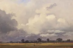 Adolf Kosárek, Lowland under clouds (Study of landscape under clouds), kolem 1856, oil on cardboard