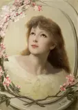 Gabriel von Max, Dívka s květy jabloně, 90. léta 19. století, olej na plátně