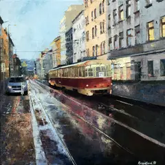 Martina Krupičková, Podvečerní jízda, 2018, olej na plátně