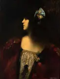 Václav Brožík, Portrait of lady with a bow
