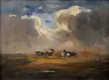 Béla Yványi-Grünwald, Jízda pustou, kolem roku 1930, olej na plátně