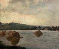 Josef Holub, Povodeň na Vltavě, 1926, olej na plátně