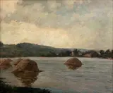 Josef Holub, Povodeň na Vltavě, 1926, olej na plátně