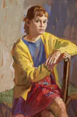 Vojtěch Tittelbach, Sedící dívka, kolem roku 1957, tempera na sololitu