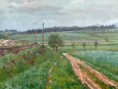 František Kaván, Jičínka u Libuně, 1934, tempera na kartonu