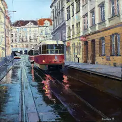 Na konečné by Martina Krupičková, 2018, olej na plátně, sold Dec 2018
