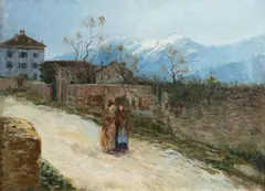 Arno Novák, Podhůří, kolem roku 1900, olej na plátně lepeném na kartonu