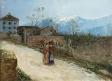 Arno Novák, Podhůří, kolem roku 1900, olej na plátně lepeném na kartonu