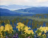Karel Langer, Krajina s kosatci, kolem 1910, olej na lepence