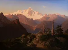 Max Haushofer, Dusk in the mountains, oil on canvas