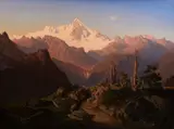 Max Haushofer, Dusk in the mountains, oil on canvas