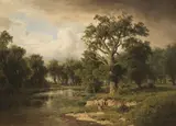 Adolf Chwala, By the pond, oil on canvas