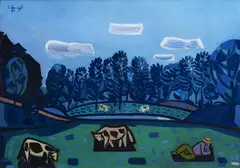 Landscape in Bohemia by Karel Černý, 1951, oil on canvas, sold Dec 2018
