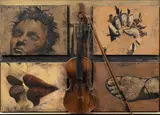 Jaroslav Vožniak, Violinist (Violin), 1993, oil, asamblage