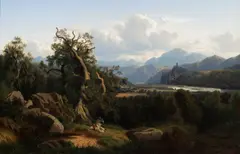 Leopold Stephan, Valley of Váh by Trenčín, 1863, oil on canvas