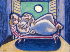 Lovers by Karel Černý, 1947, pastel and tempera on paper, sold Dec 2018
