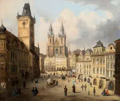 Ferdinand Lepié, Old Town Square, 1864, oil on canvas