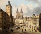 Ferdinand Lepié, Old Town Square, 1864, oil on canvas