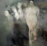 Vladimír Novák, In the garden, 1970, oil on canvas