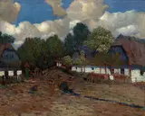 Jan Honsa, On village square, kolem roku 1910, oil on canvas