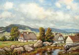 Ota Bubeníček, Village view, 1930s, oil on carboard