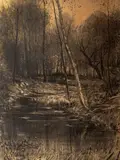 Julius Mařák, Forest pool, 80. léta 19. století, charcoal on paper
