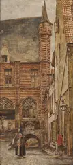 Hanuš Schwaiger, Meat shops in Antwerp, 1888, oil on wood