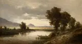Adolf Chwala, Landscape with fishermen, 1875–1885, oil on canvas
