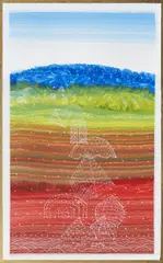 Jiří Kaloč, Landscape with virtual architecture, 2014, komb. tech. (akryl, lak) na sololitu comb. tech. (acrylic, lacquer) on hardboard