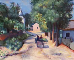 Alfred Justitz, Village road, 1929, oil on canvas