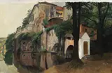 Josef Multrus, From Cesky Krumlov, 1930s, oil on cavas fixed on wood
