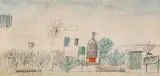 Kamil Lhoták, Landscape with bottle, 1944, comb. tech. (pencil, water color, tempera) on cardboard