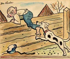 Escape by Josef Lada, 20. léta 20. století, comb. tech. (water color, ink) on paper, sold May 2019