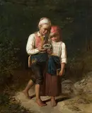 Quido Mánes, Children with bird nest, 1848, oil on canvas