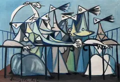 Óscar Domínguez, Women on a balcony, 1946, oil on canvas