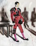 Martin Krajc, Matador in Red and Black, 2019, akryl, strukturální tmel na plátně