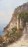 Antonie Brandeisová, View of the Italian coast, 1895-1905, oil on wood