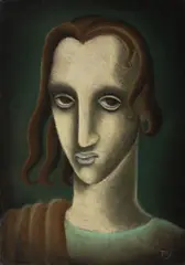 Jiří Trnka, Portrait of young man, 1930s, crayon on cardboard