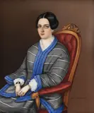Jan Zachariáš Quast, Sitting lady, 1850, oil on porcelain