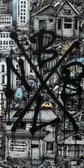 Michal Škapa, BBLN, 2018, comb. tech (airbrush, acrylic) on canvas