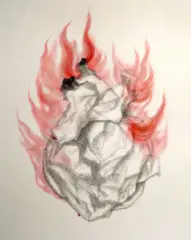 Jiří Straka, Burning paper, 2019, mixed technique (acrylic, ink) on rice paper