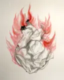 Jiří Straka, Burning paper, 2019, mixed technique (acrylic, ink) on rice paper