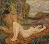 Karel Špillar, Lovers in the grass, before 1920, oil on canvas
