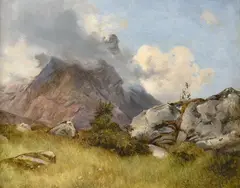 Jan Nowopacký, Mountain peaks in the clouds, 1850s-1860s, oil on cardboard